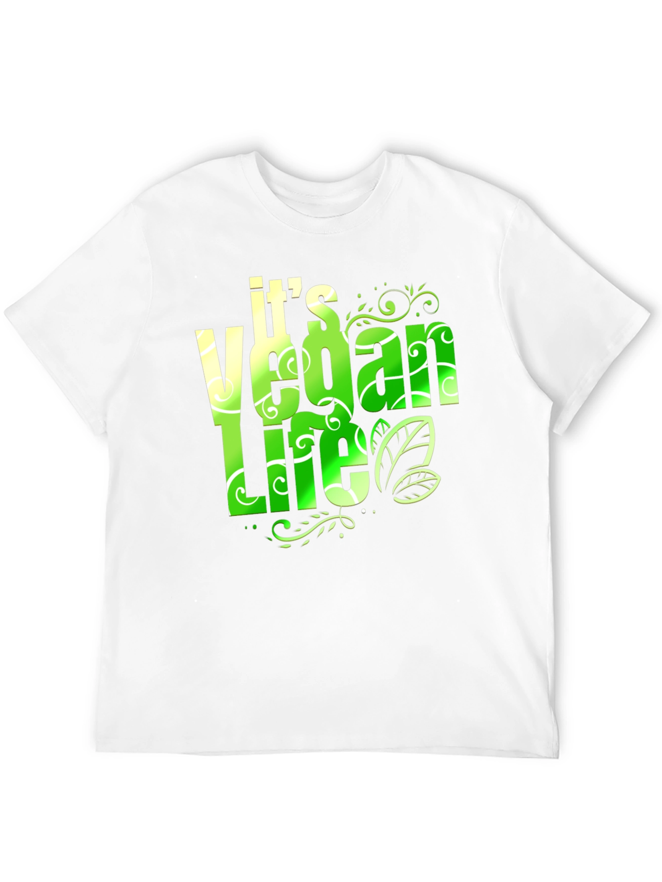 Vegan Life T-Shirt: Green & White Design