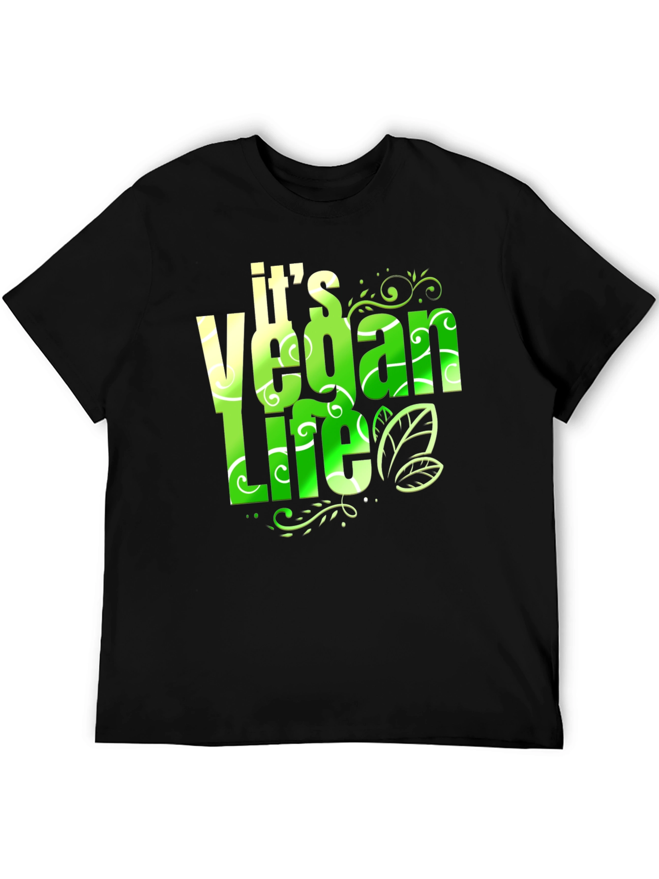 Vegan Life T-Shirt: Green & White Design