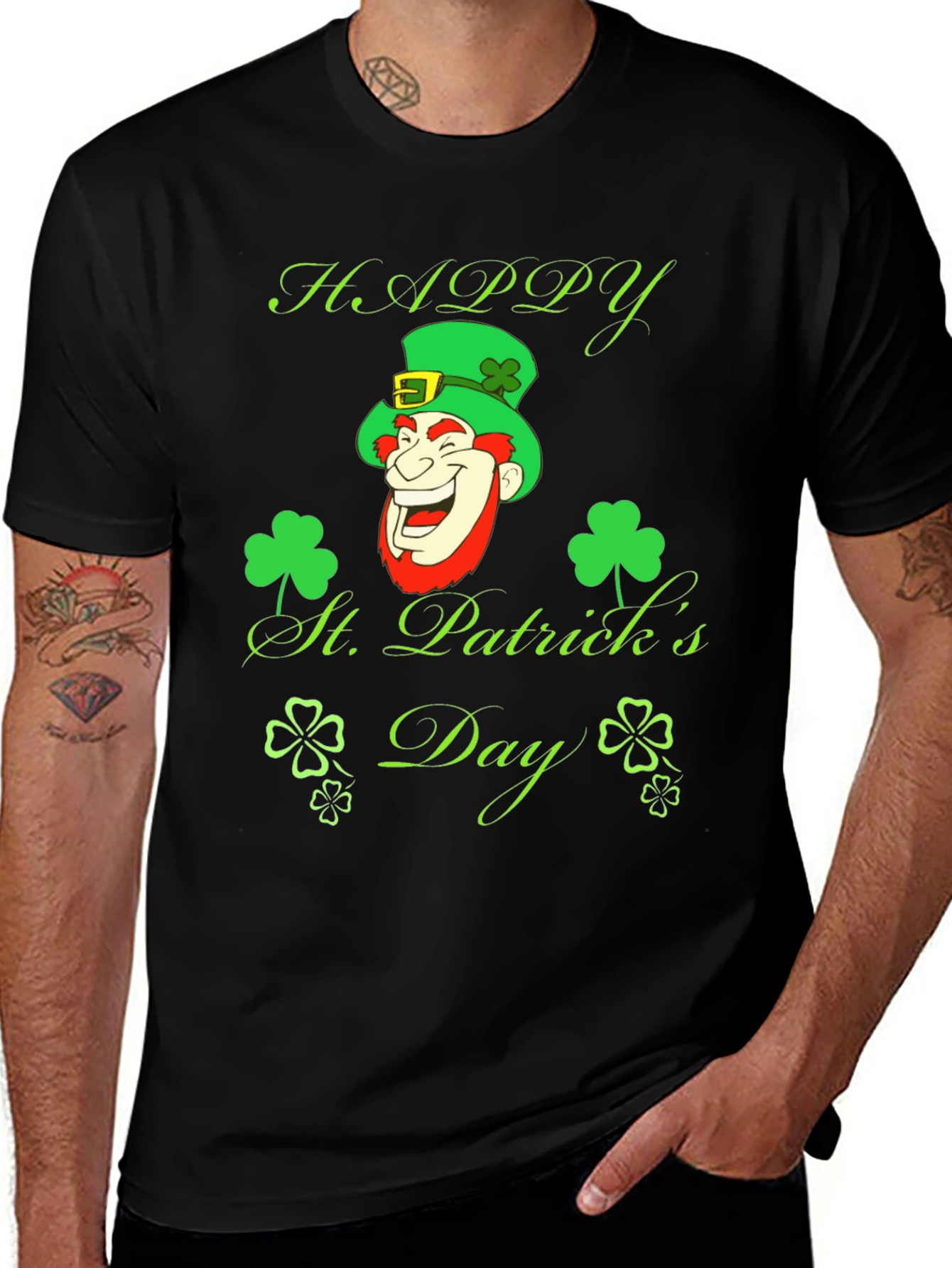Happy St. Patricks Day Black T-Shirt
