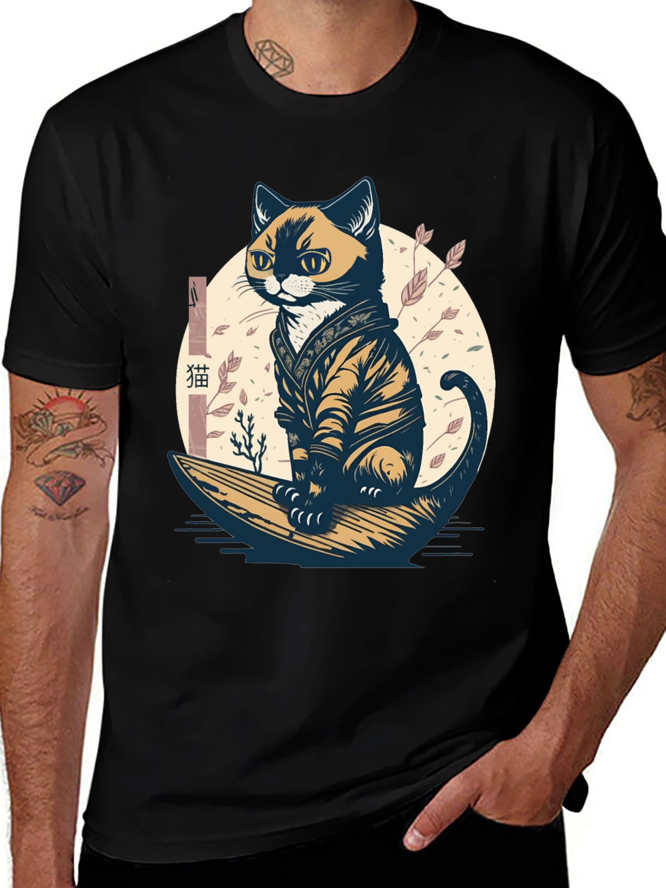 Samurai Cat Graphic Tee - Unique Style