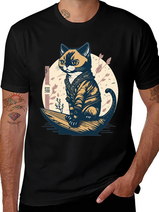 Samurai Cat Graphic Tee - Unique Style