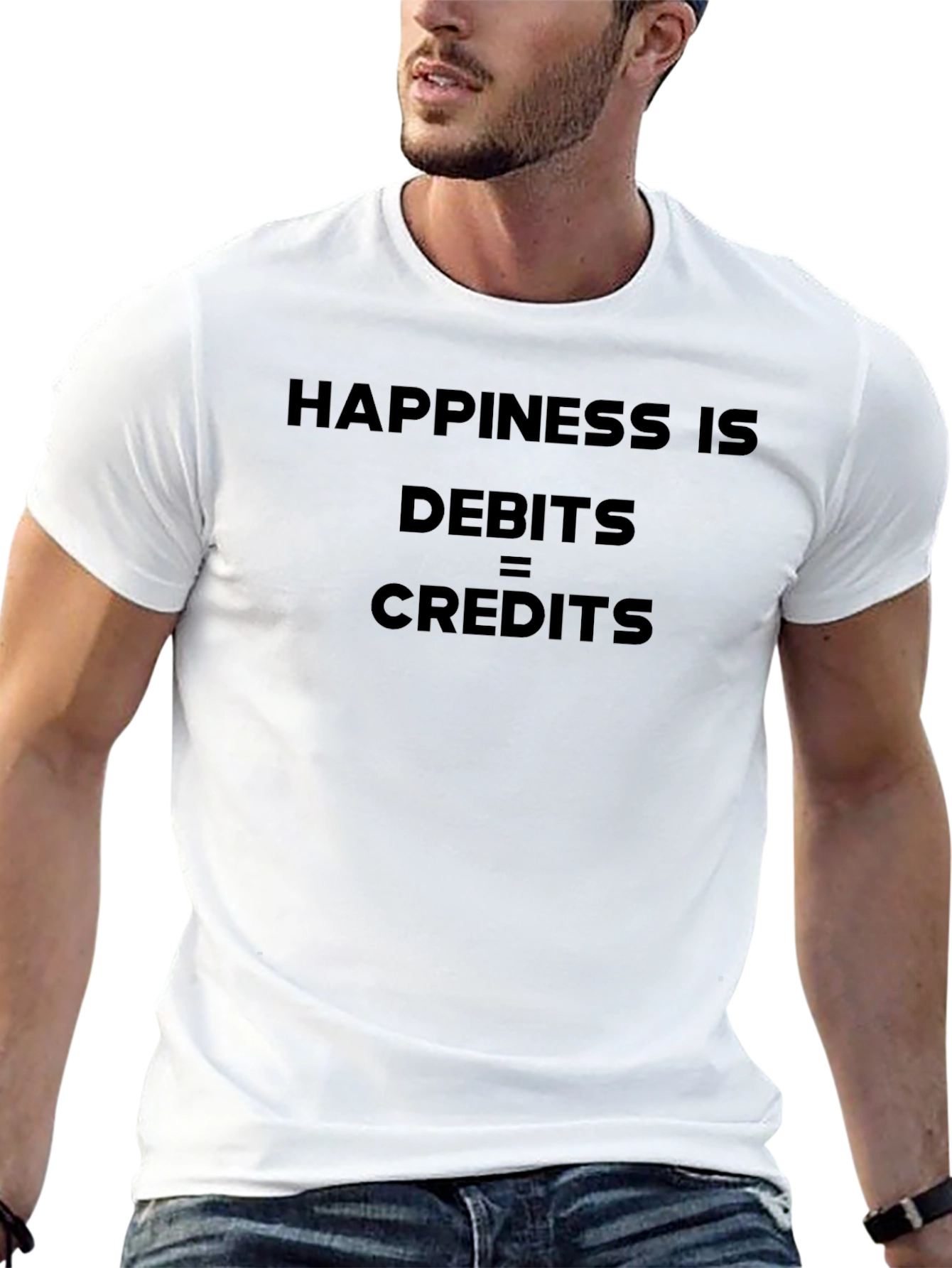 Happiness Is Debits = Credits Black T-Shirt