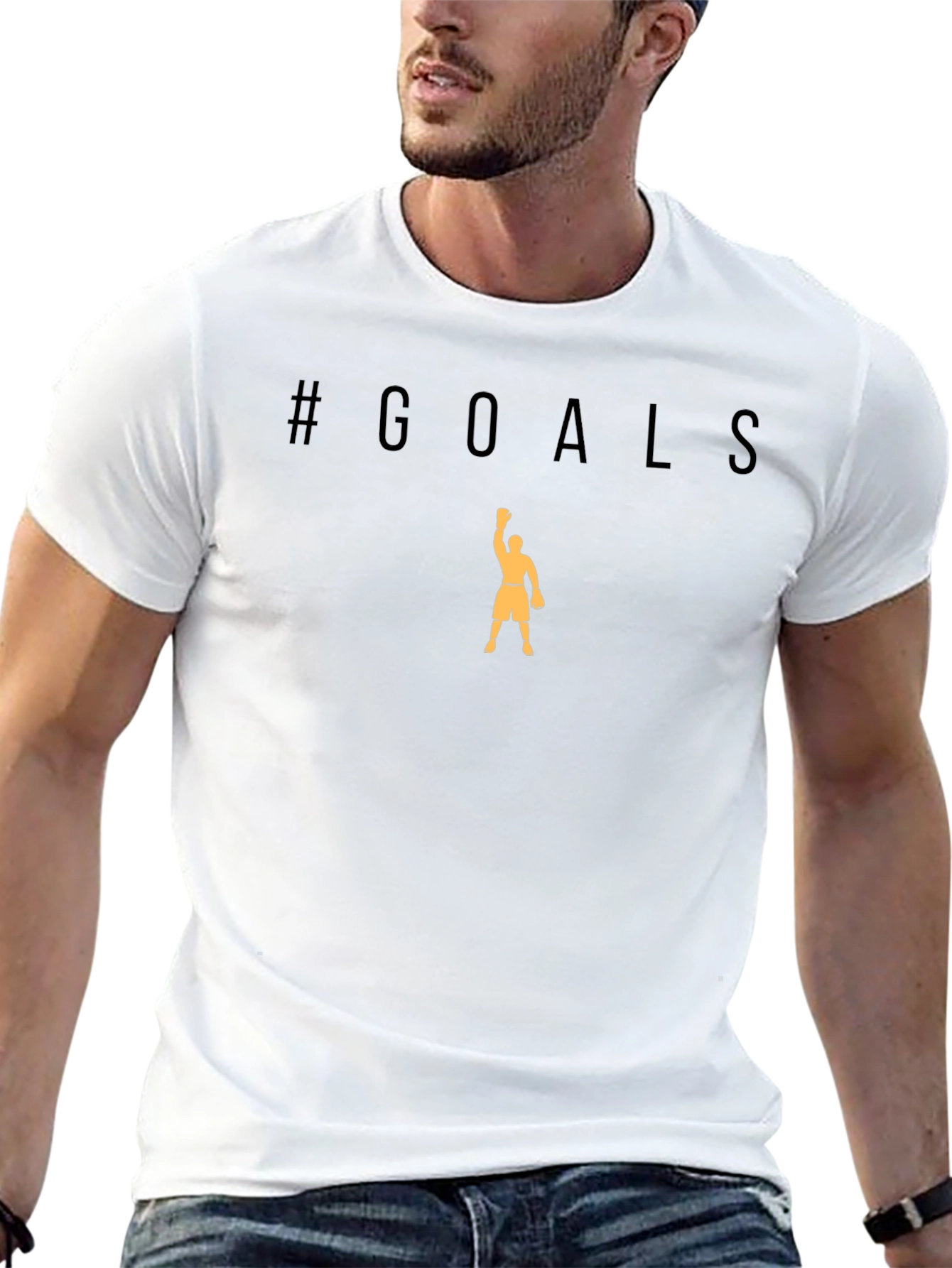 #Goals Black T-Shirt with Athlete Graphic