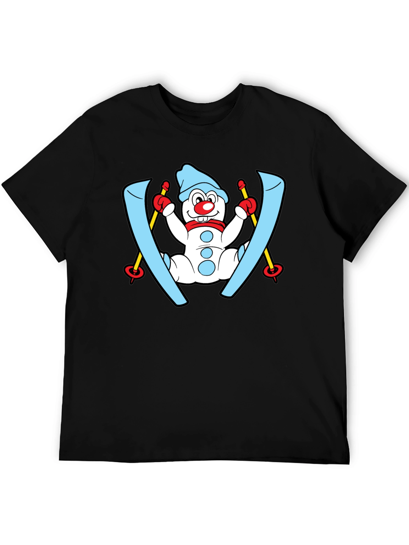 Snowman Skier Black T-Shirt