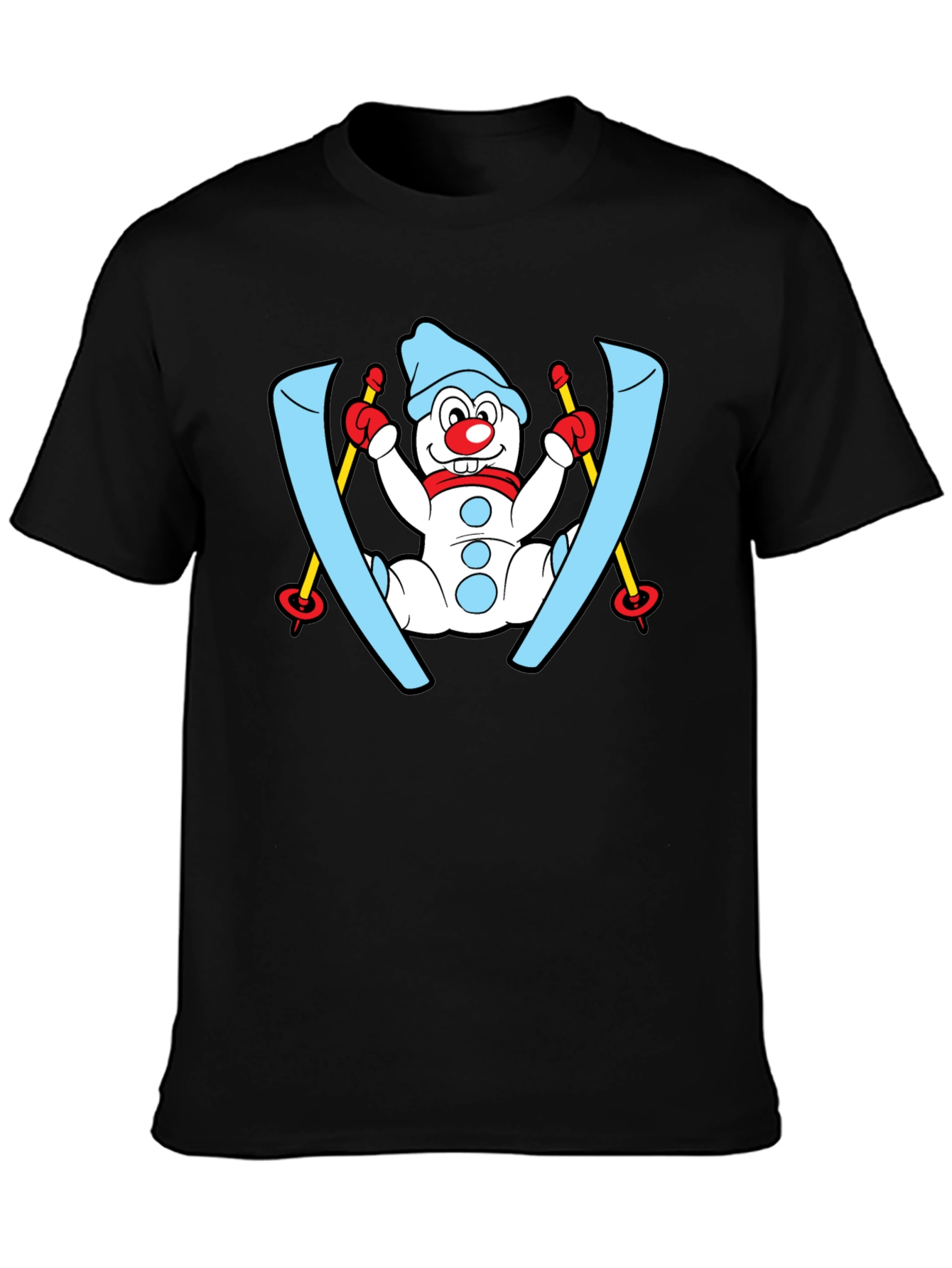 Snowman Skier Black T-Shirt