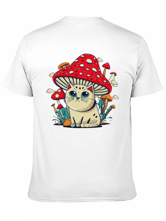 Mushroom Cat T-Shirt - Whimsical Graphic Tee