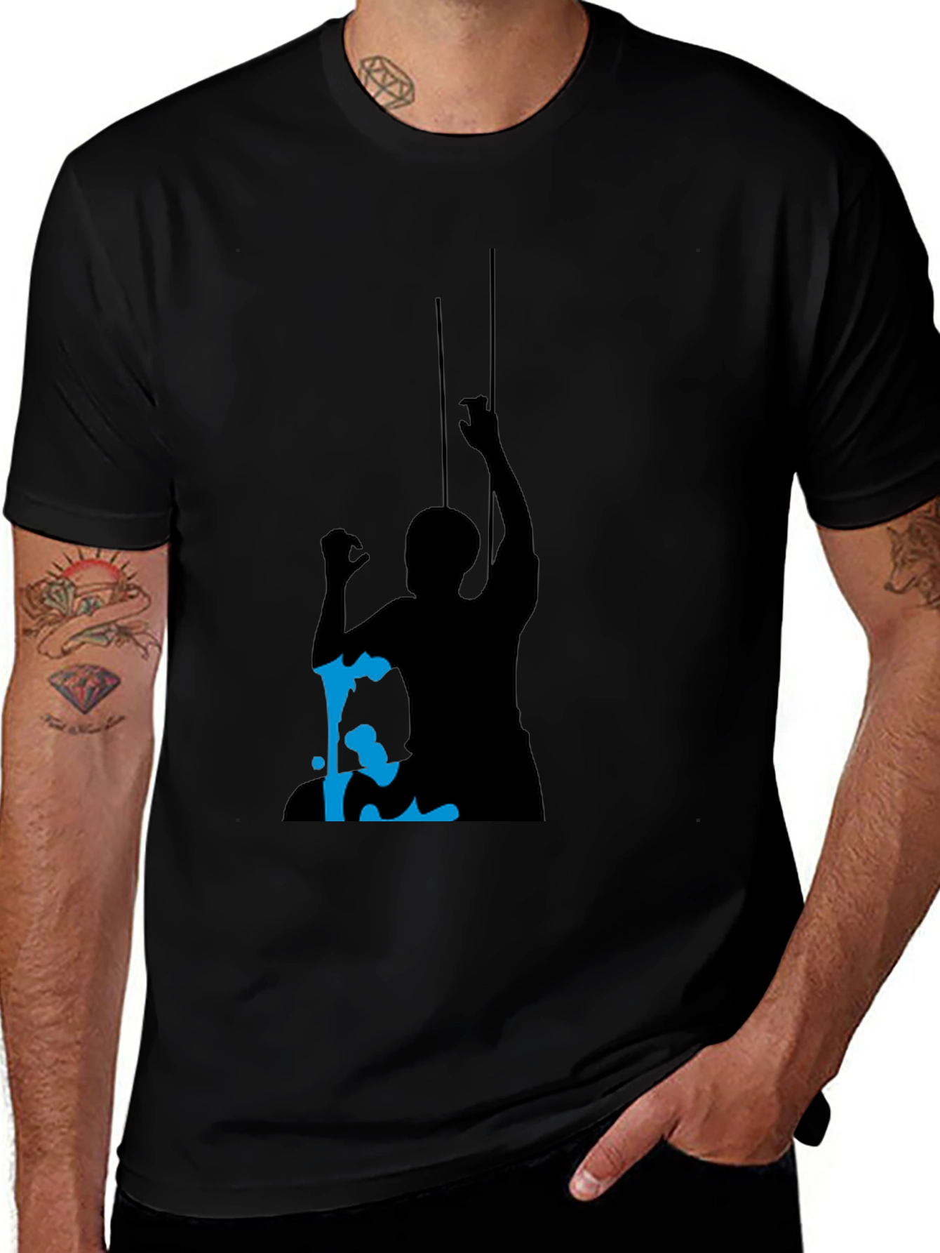 Silhouette Climber Graphic Tee - Black Cotton Blend