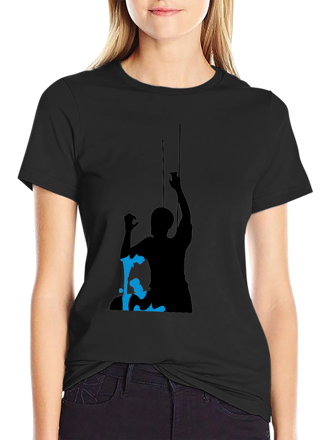 Silhouette Climber Graphic Tee - Black Cotton Blend