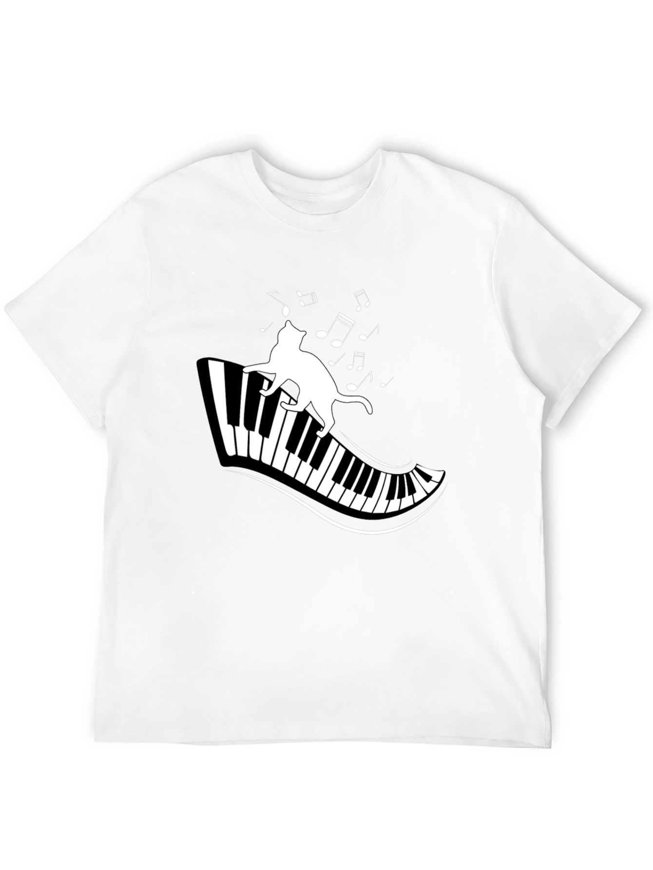 Cat on Piano T-Shirt - Musical Cat Tee