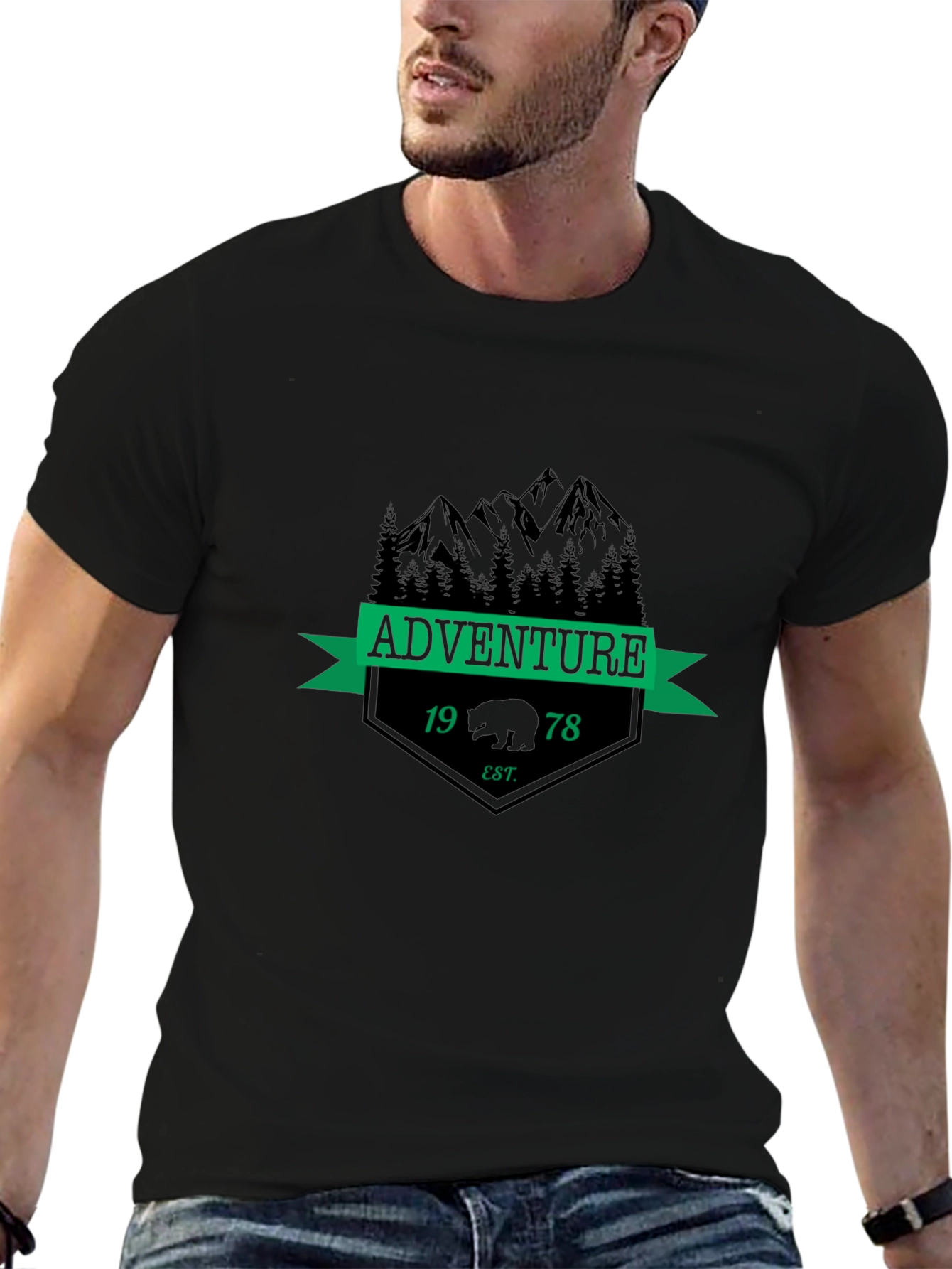 Adventure Bear Graphic Tee - Black
