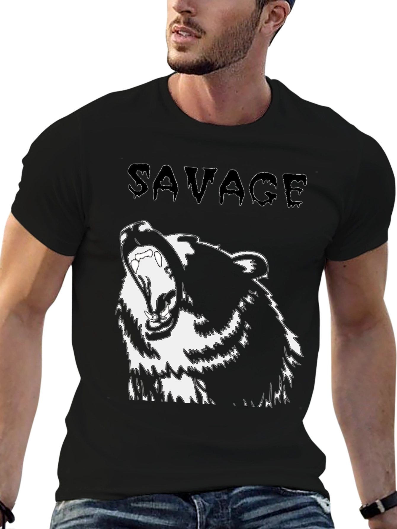 Savage Bear Graphic Black T-Shirt