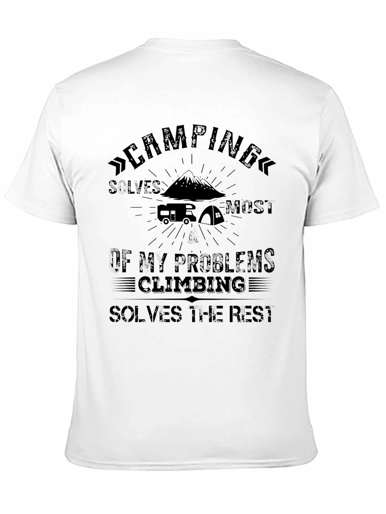 Camping Solves Problems Black Graphic Tee