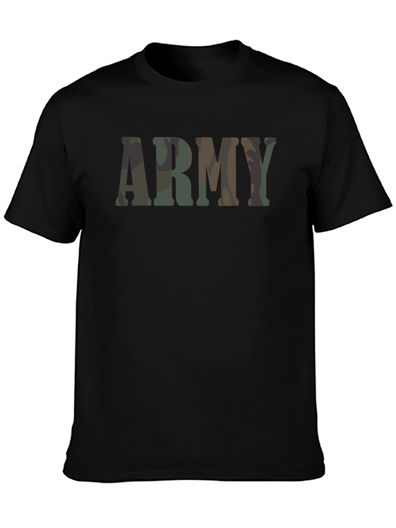 Army Camo Print Mens Black T-Shirt
