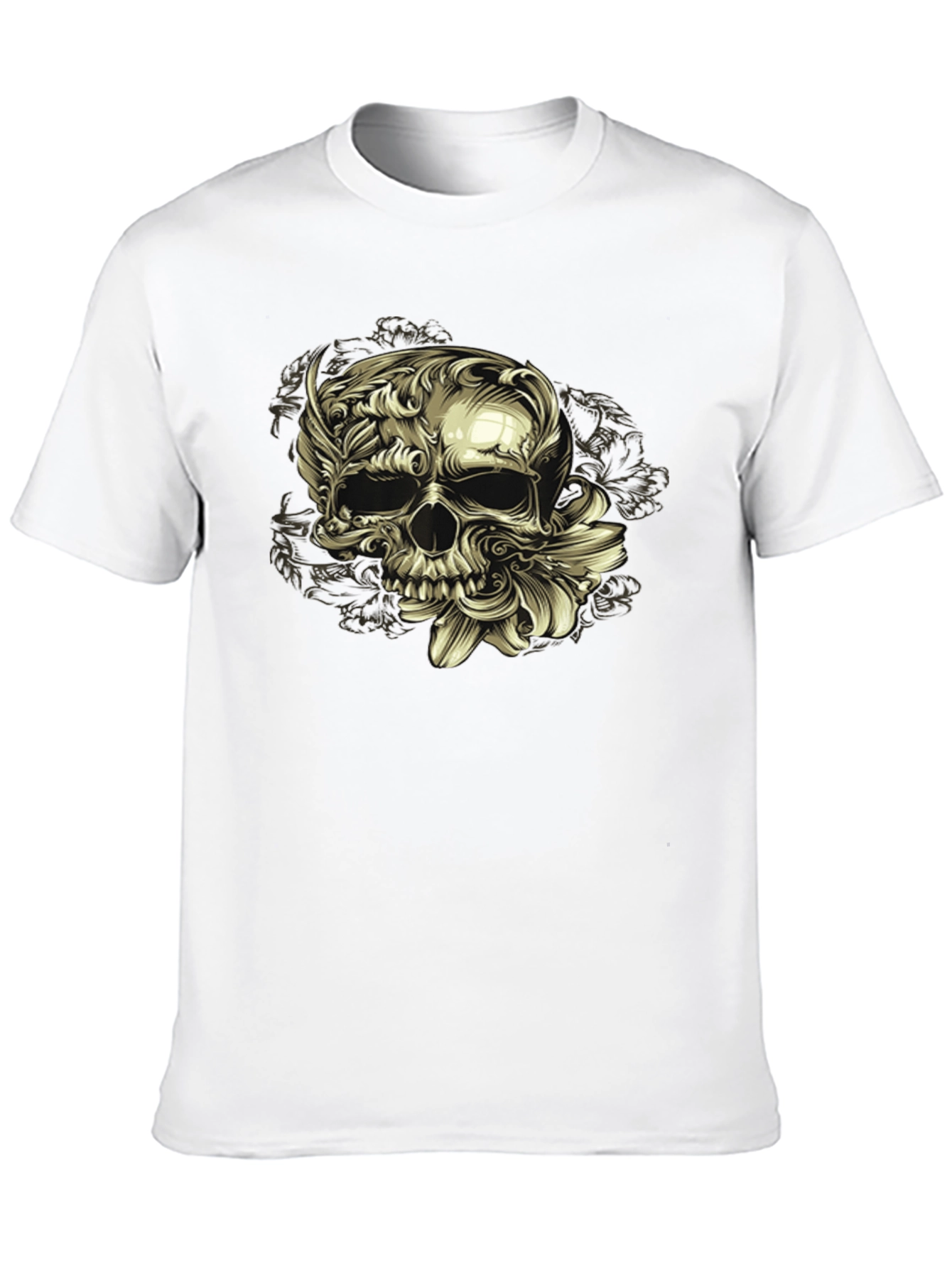 Floral Skull Graphic Tee - Dark Style