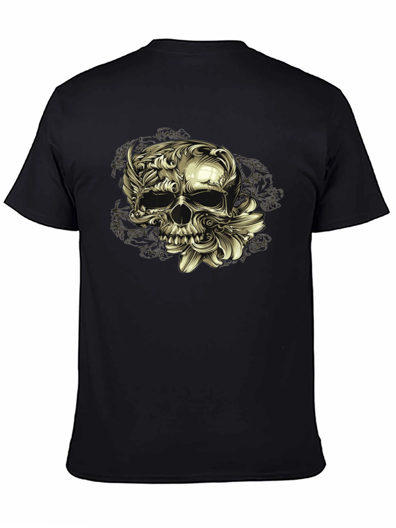 Floral Skull Graphic Tee - Dark Style