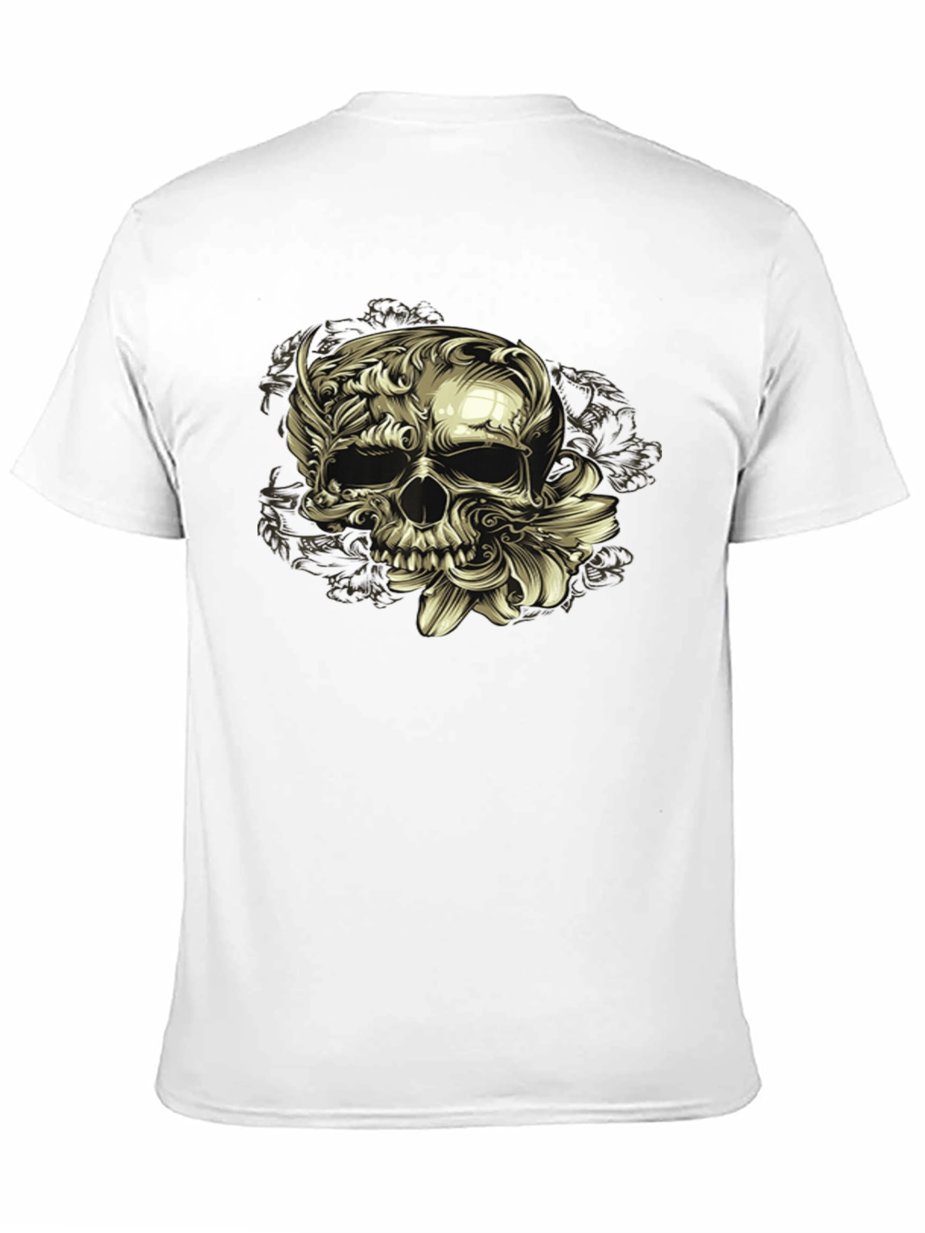 Floral Skull Graphic Tee - Dark Style