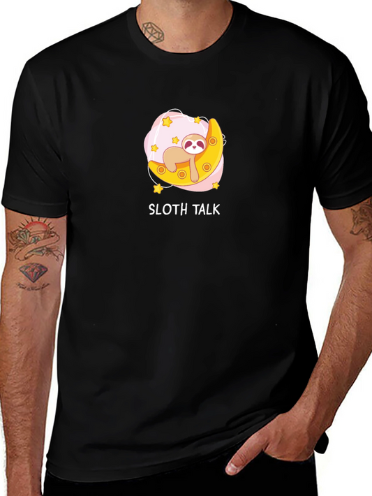 Sloth Talk Black Graphic T-Shirt