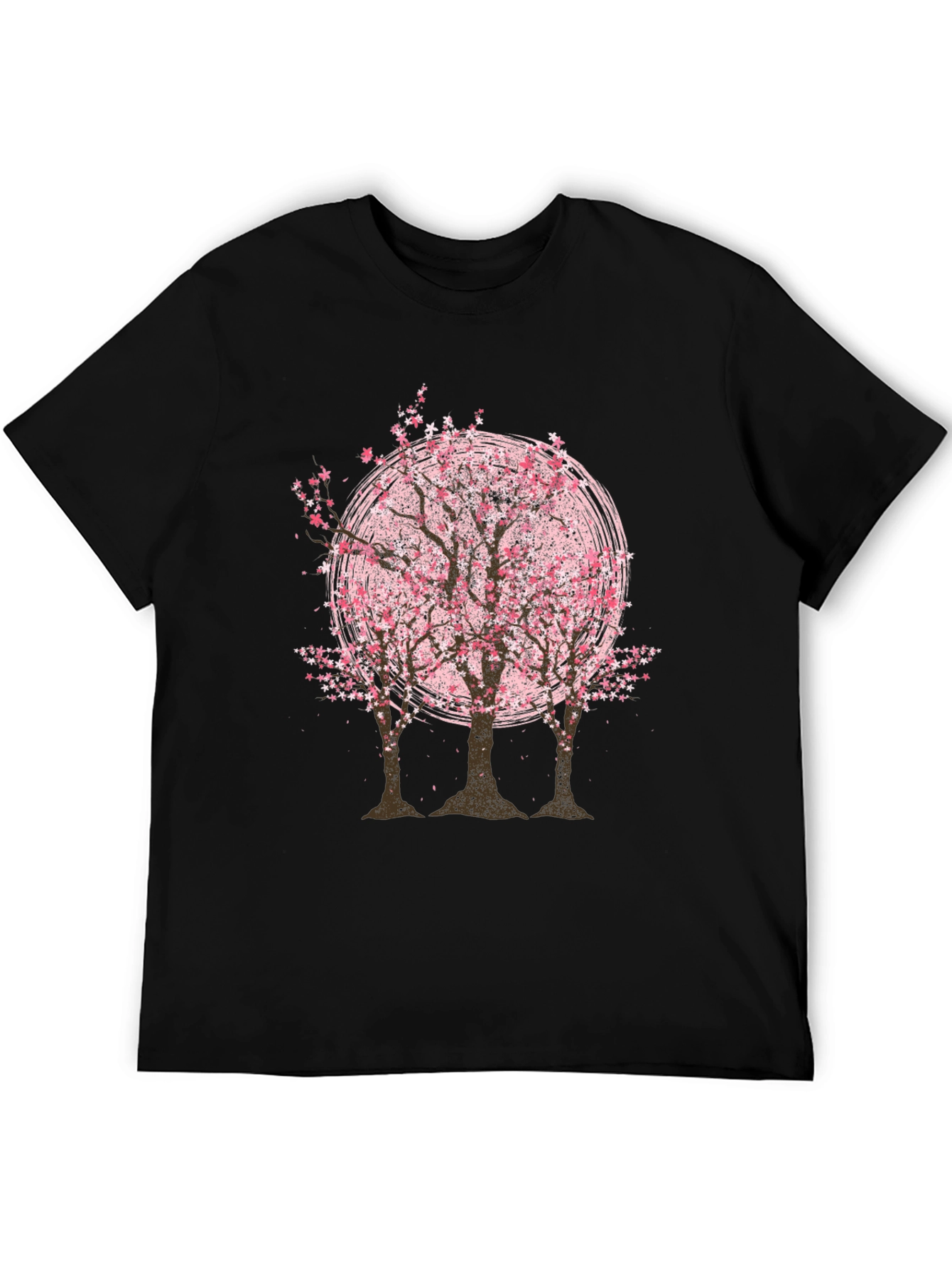 Cherry Blossom Tree Graphic Tee - Black Cotton T-Shirt