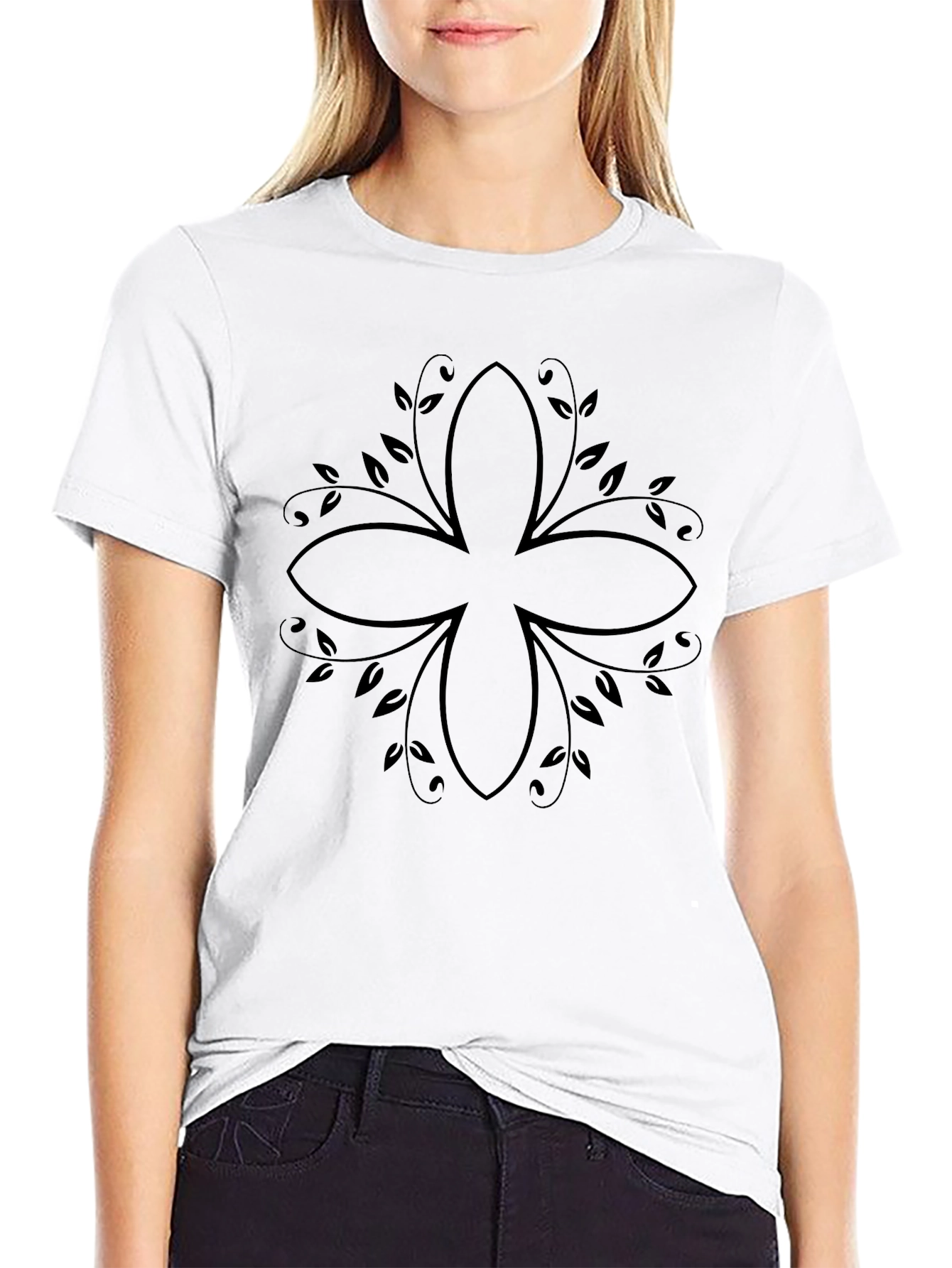 Floral Black Graphic Tee - Modern Style