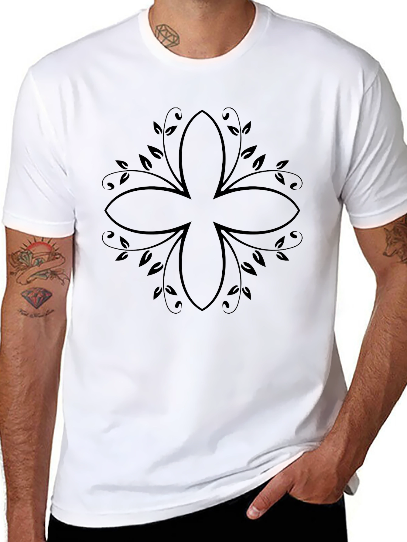 Floral Black Graphic Tee - Modern Style
