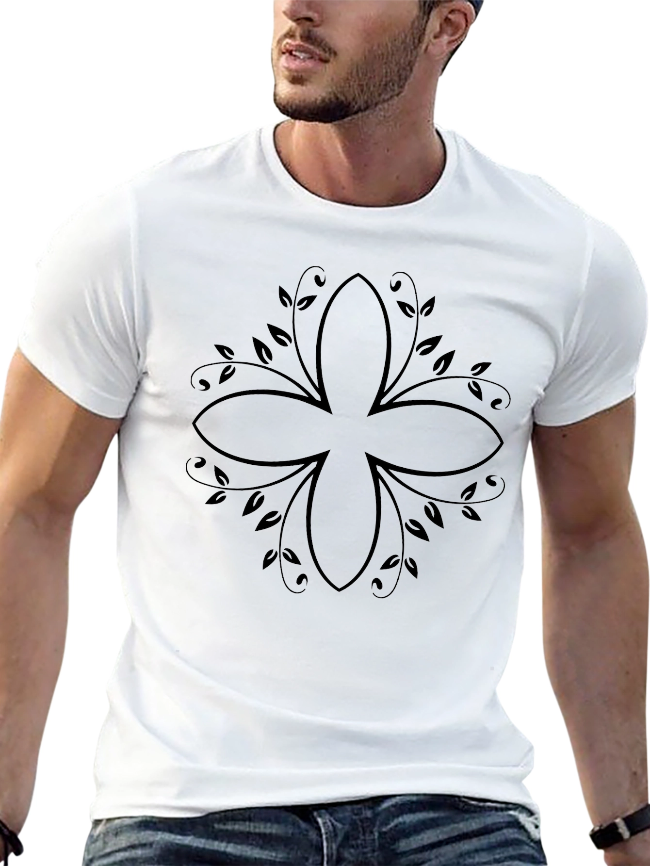 Floral Black Graphic Tee - Modern Style