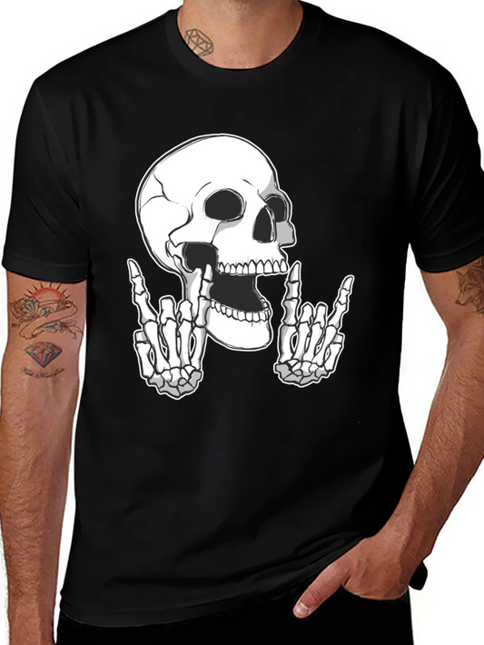 Rock On Skull Graphic Tee - Black T-Shirt