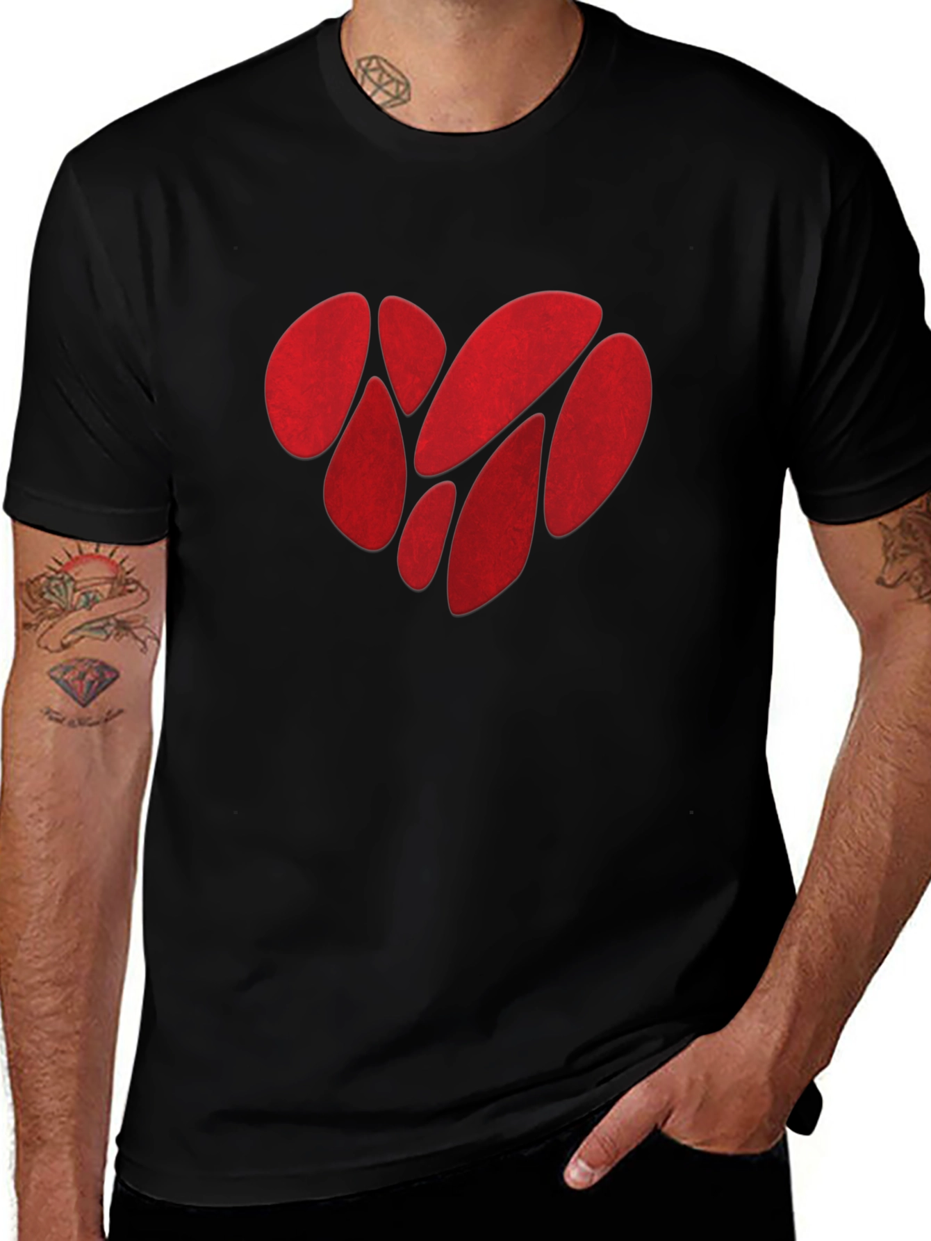 Abstract Heart Graphic Tee - Mens Black T-Shirt