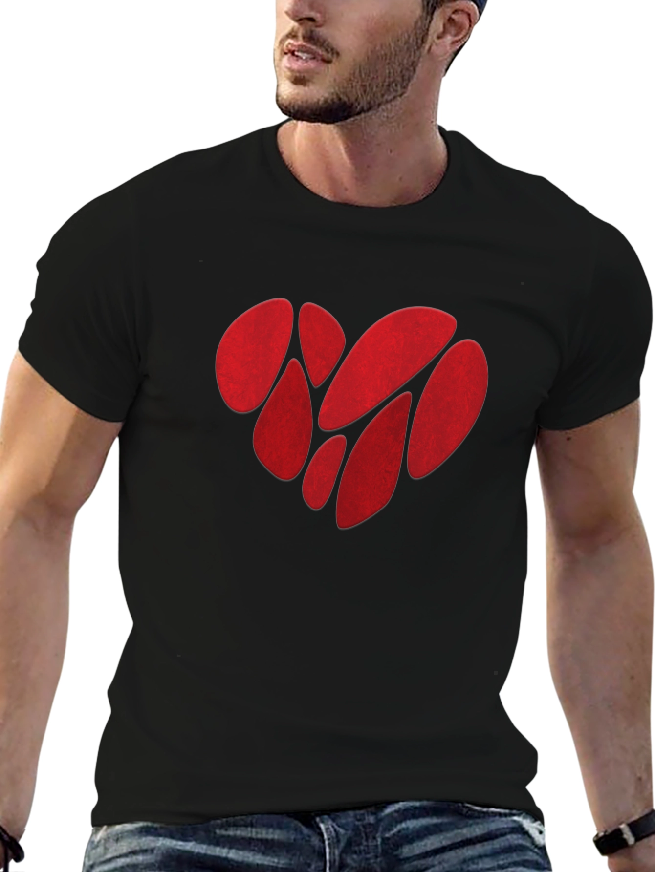 Abstract Heart Graphic Tee - Mens Black T-Shirt