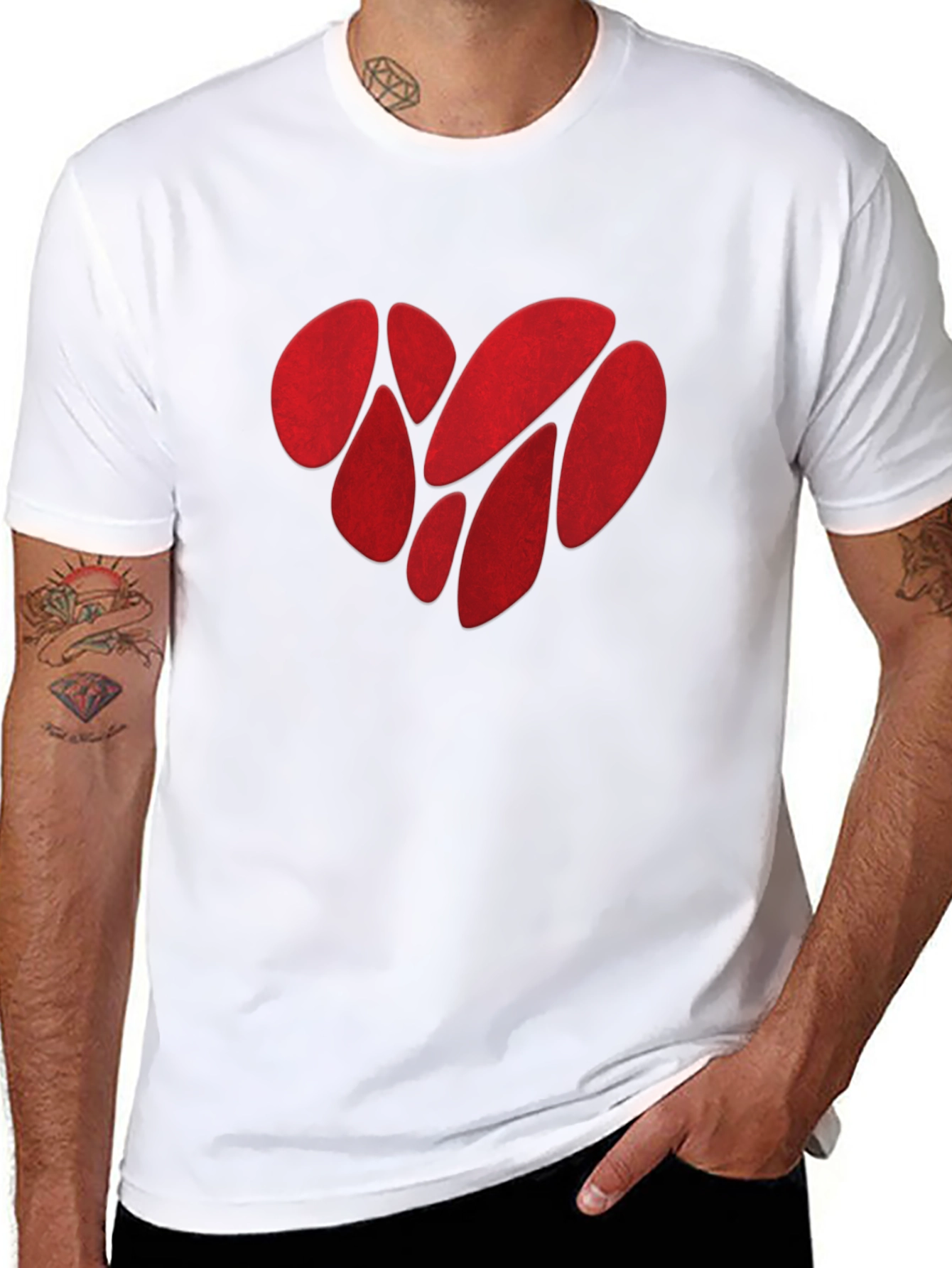 Abstract Heart Graphic Tee - Mens Black T-Shirt