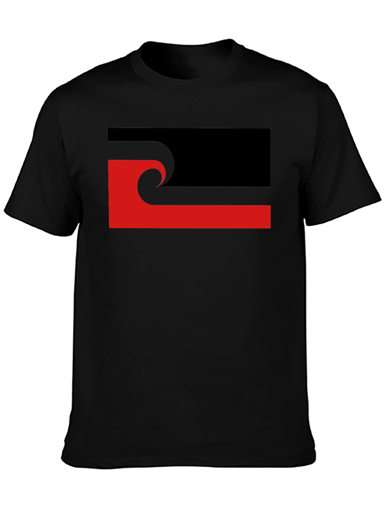 Abstract Graphic T-Shirt - Black with Red Accent