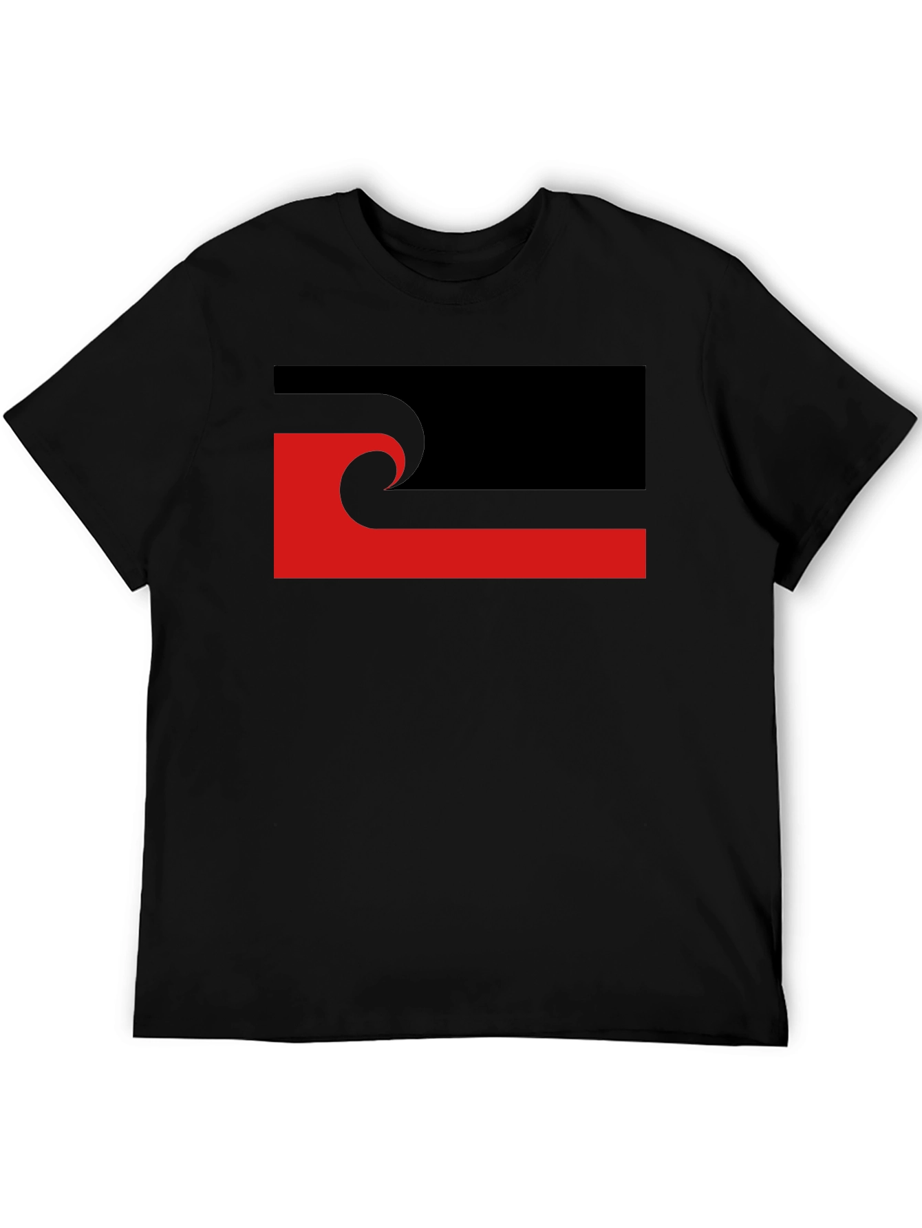 Abstract Graphic T-Shirt - Black with Red Accent