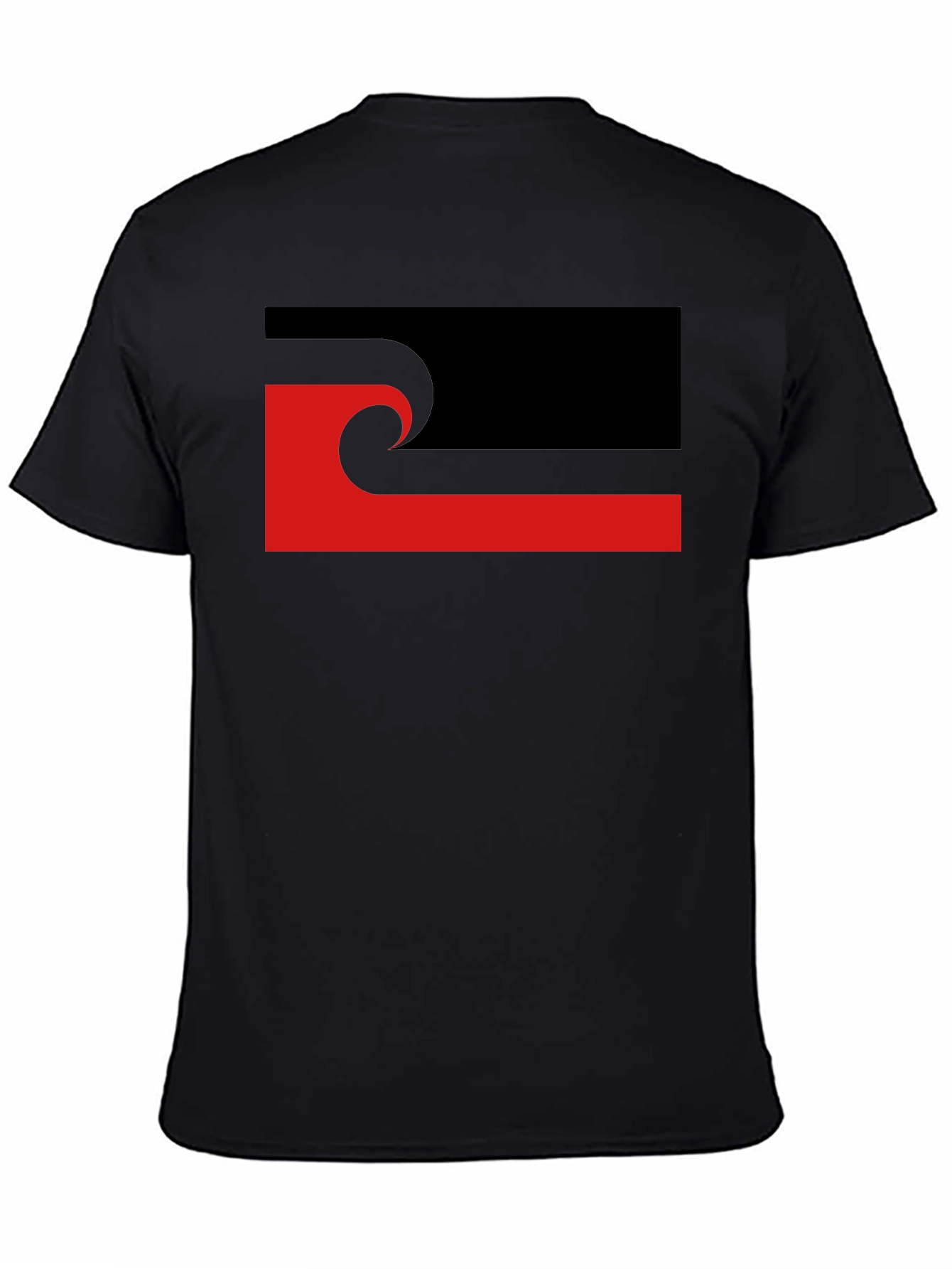 Abstract Graphic T-Shirt - Black with Red Accent