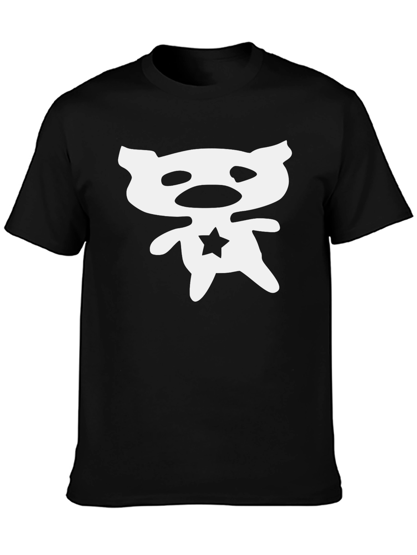 Abstract Bear Star Graphic Black T-Shirt
