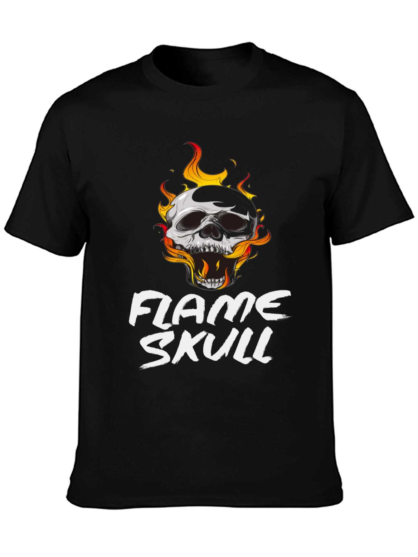 Flame Skull Graphic Black T-Shirt