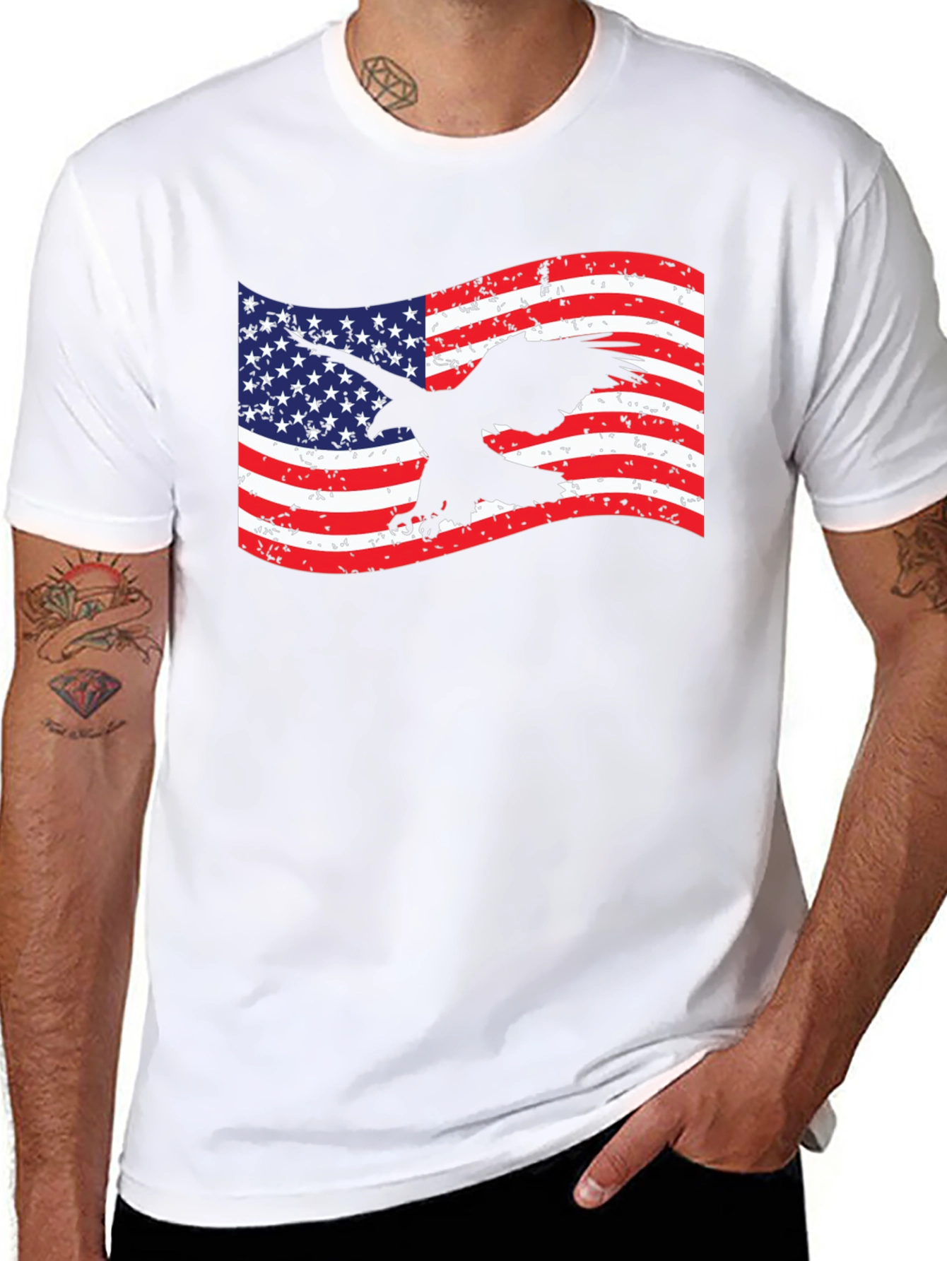 American Flag Eagle Graphic T-Shirt