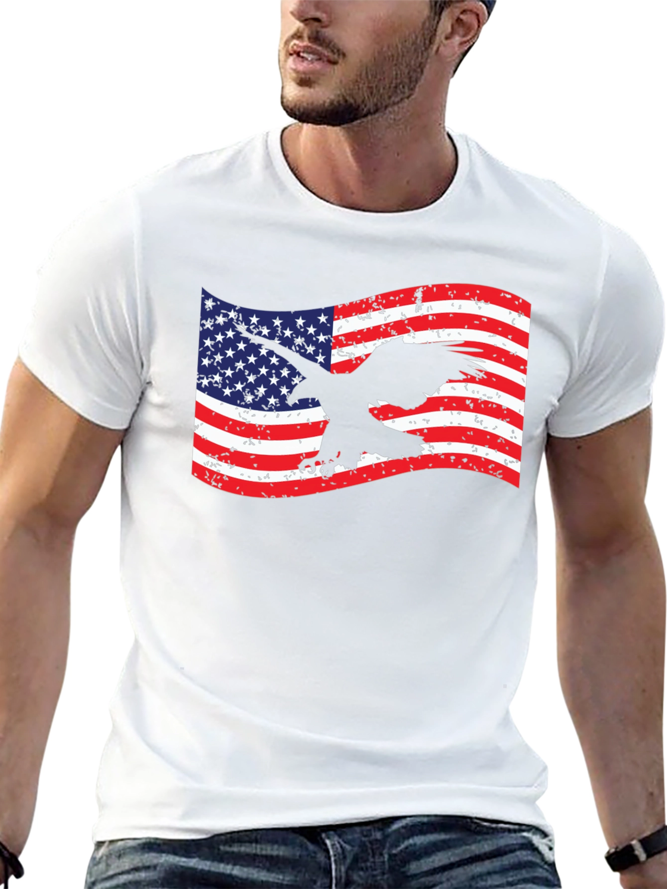 American Flag Eagle Graphic T-Shirt