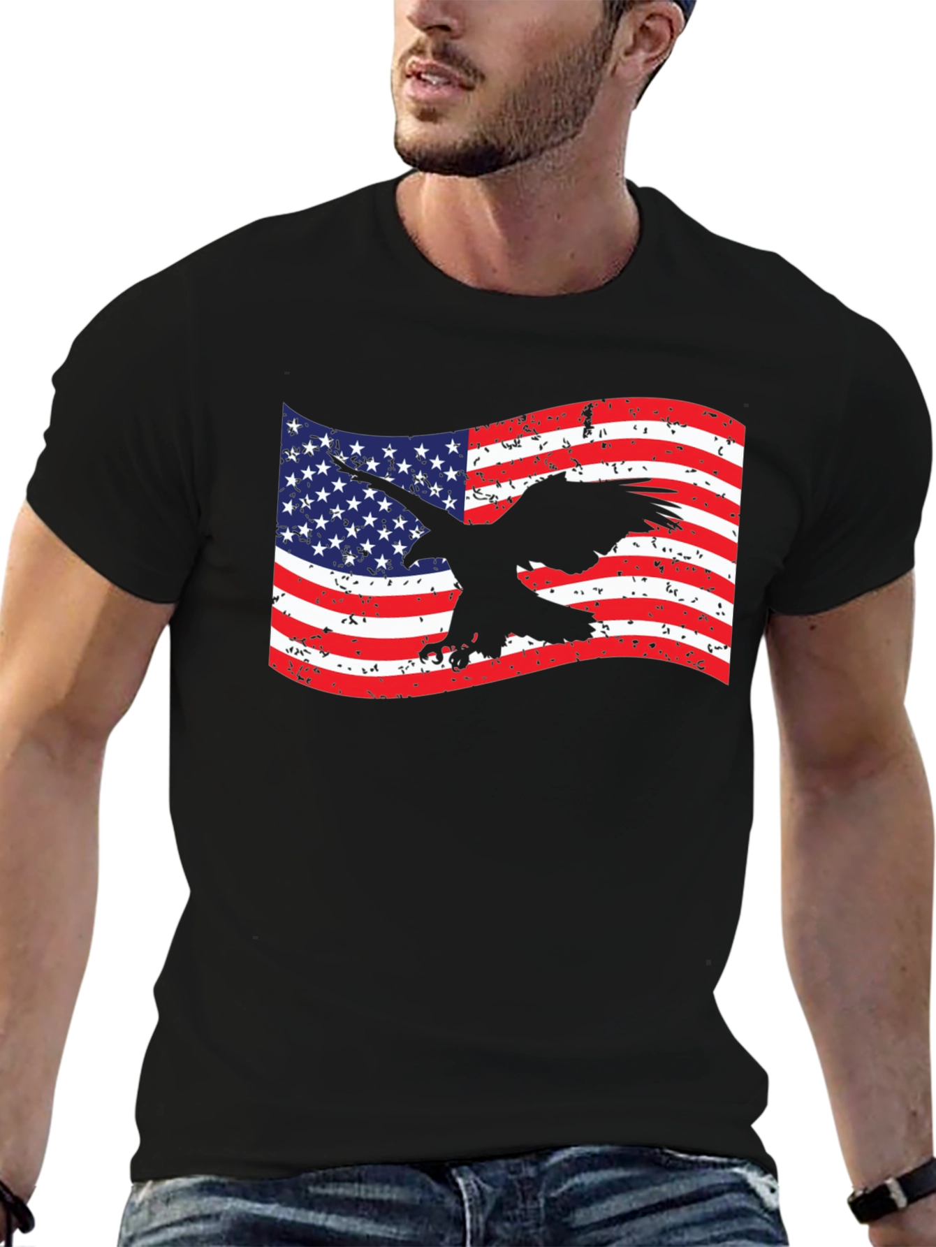 American Flag Eagle Graphic T-Shirt