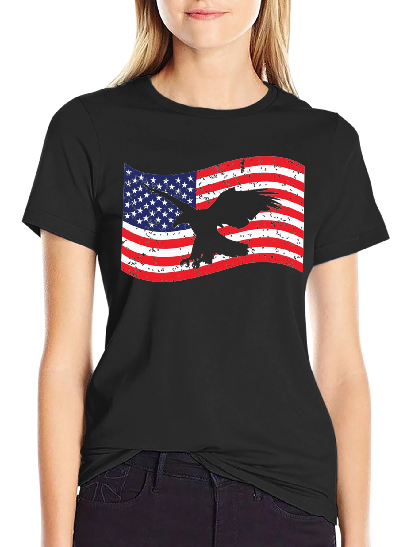American Flag Eagle Graphic T-Shirt