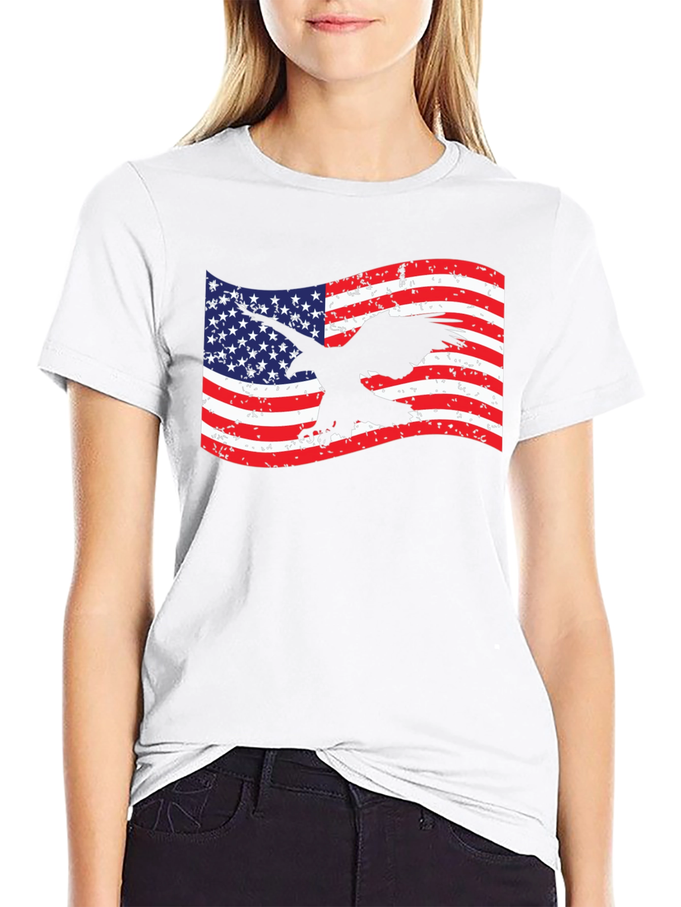 American Flag Eagle Graphic T-Shirt