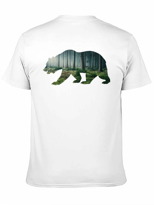 Nature Bear Graphic Tee - Soft Black Cotton Shirt