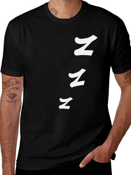 Black T-Shirt with White Zzz Print