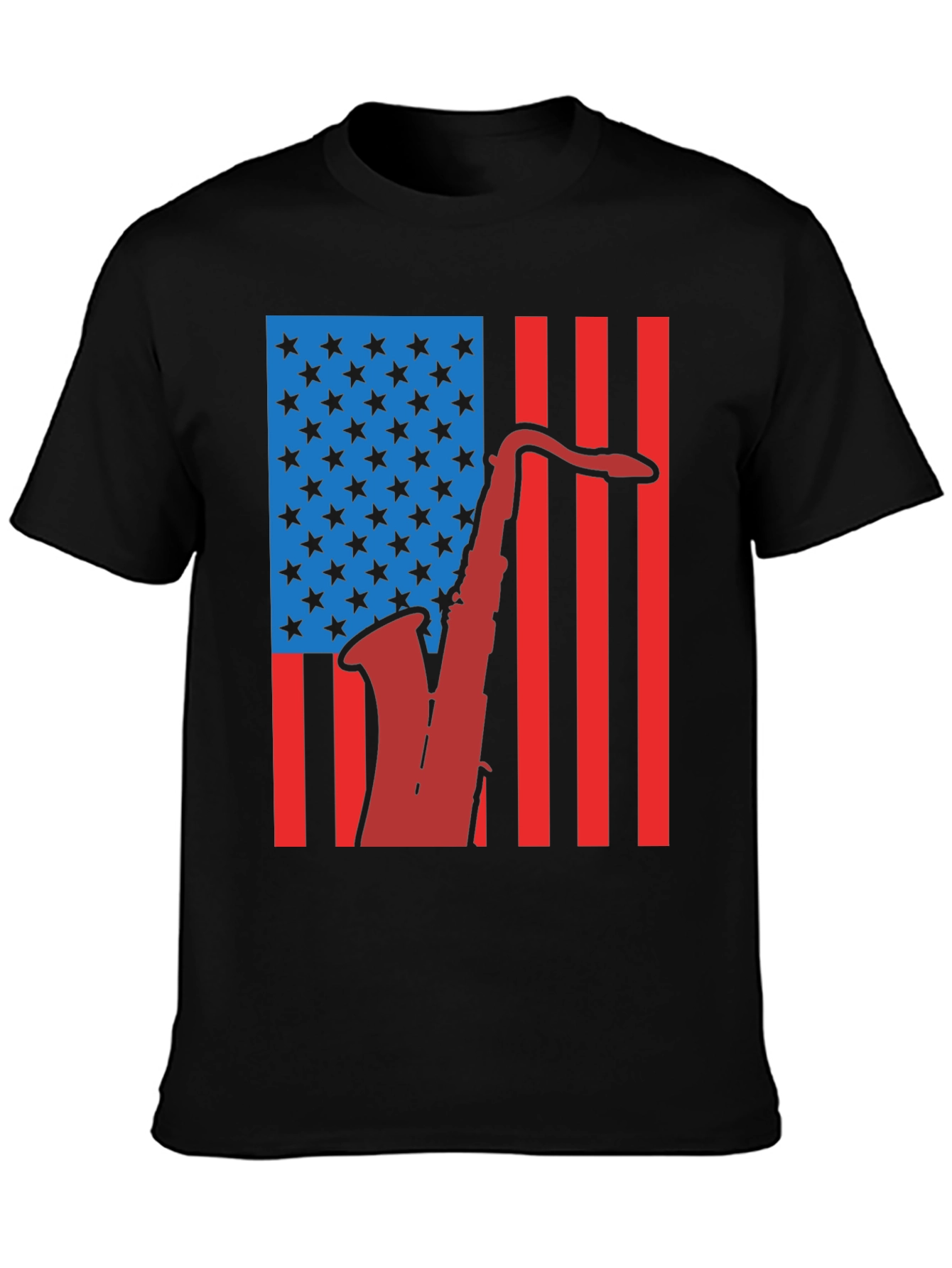 American Flag Saxophone Graphic Tee