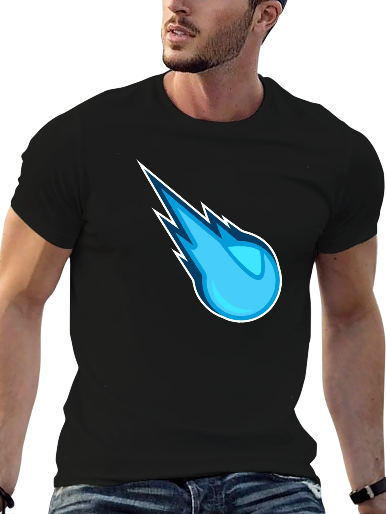 Blue Comet Graphic Black T-Shirt