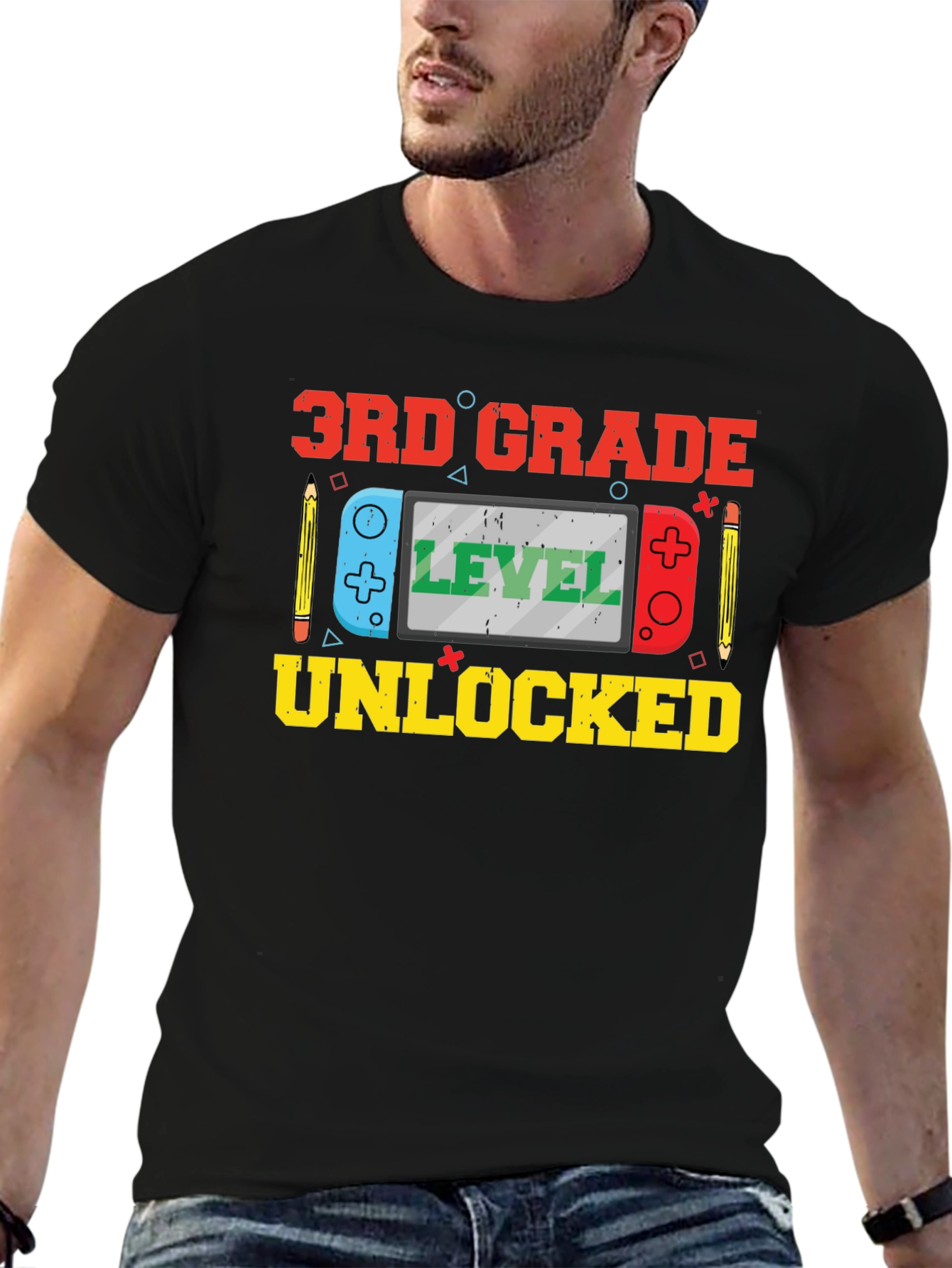 3rd Grade Level Unlocked Black T-Shirt
