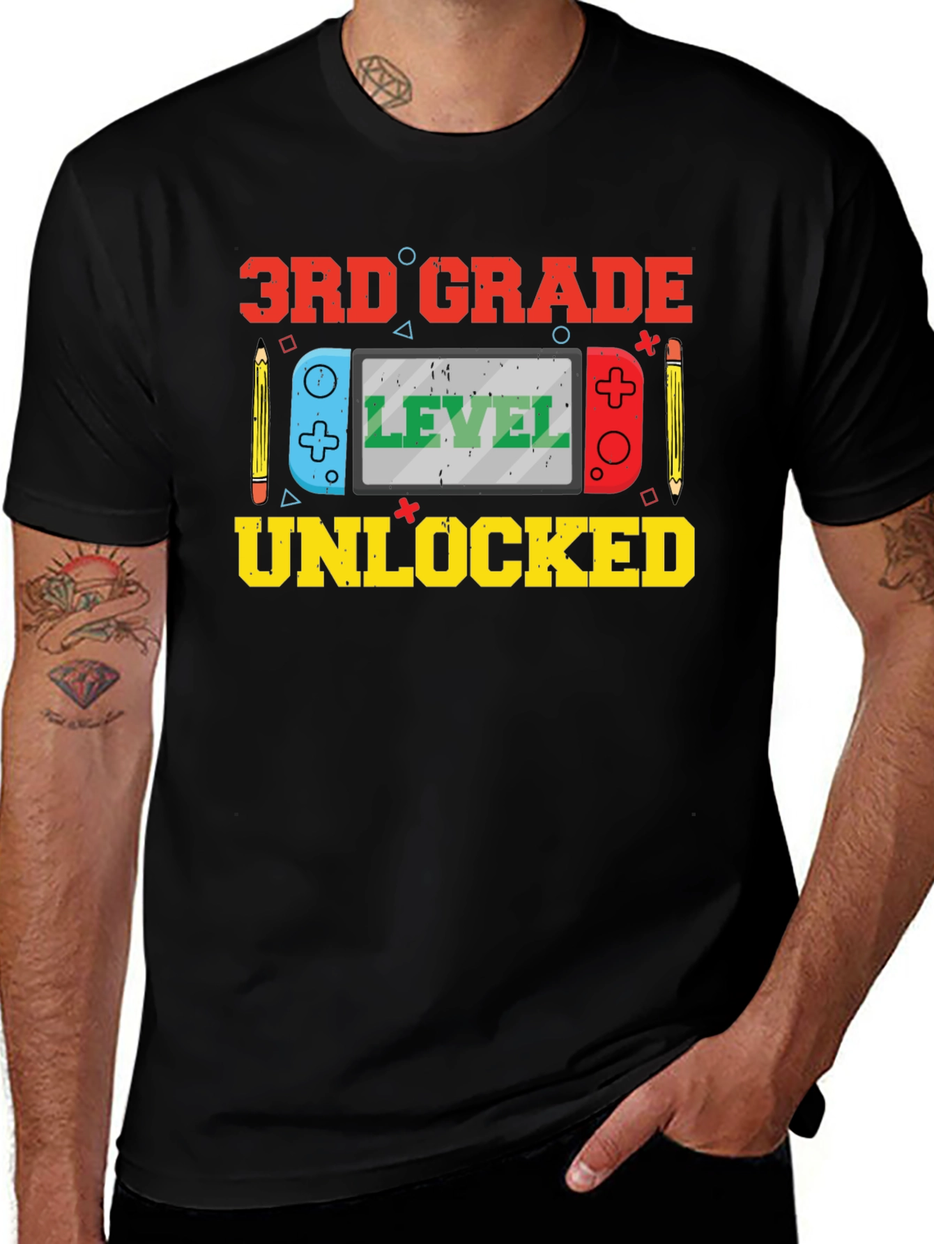 3rd Grade Level Unlocked Black T-Shirt