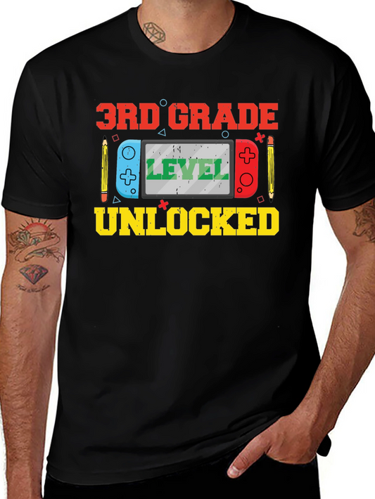3rd Grade Level Unlocked Black T-Shirt