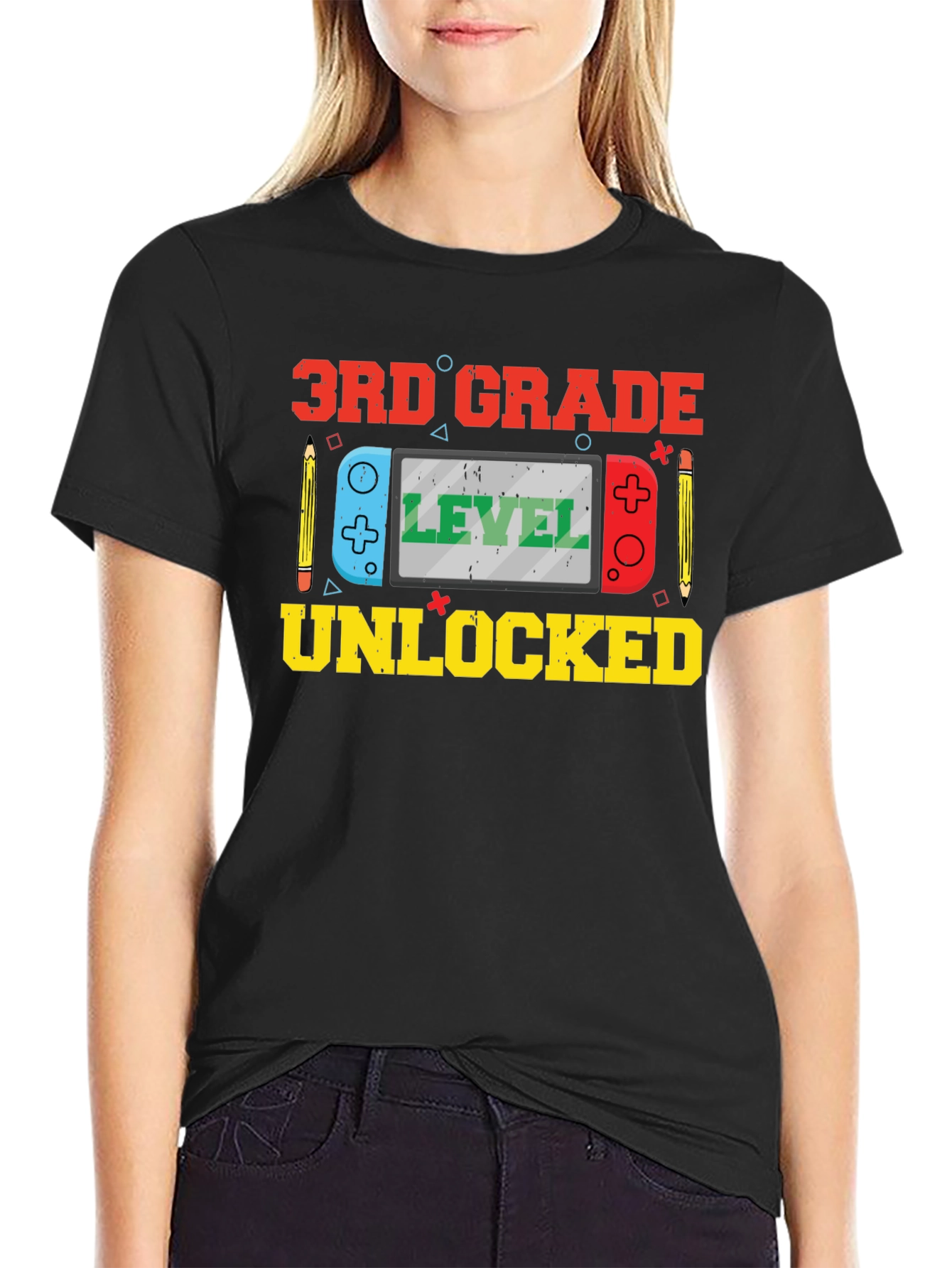 3rd Grade Level Unlocked Black T-Shirt