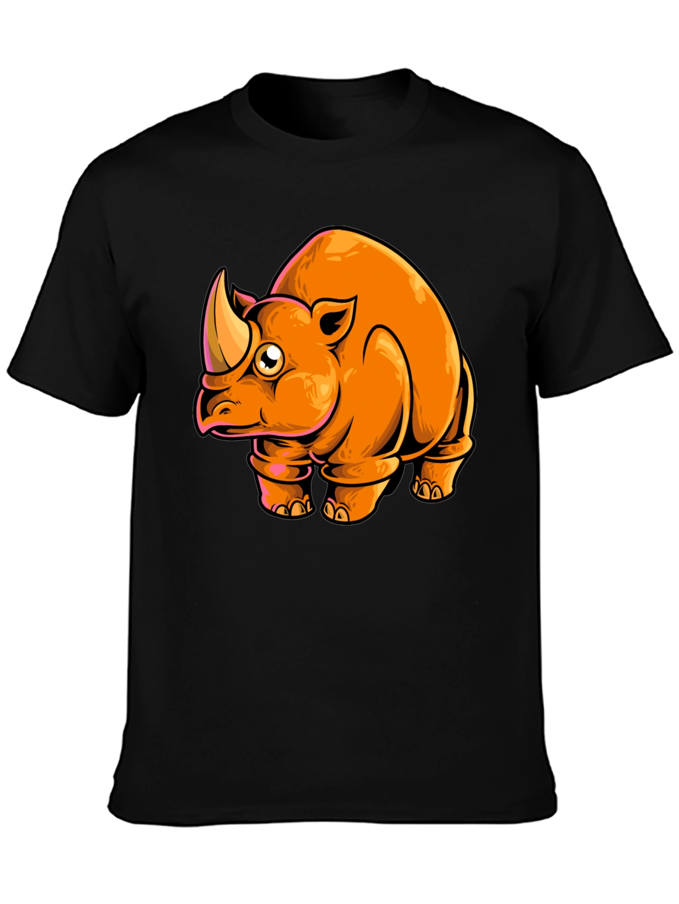 Cartoon Rhino Graphic Tee - Black T-Shirt