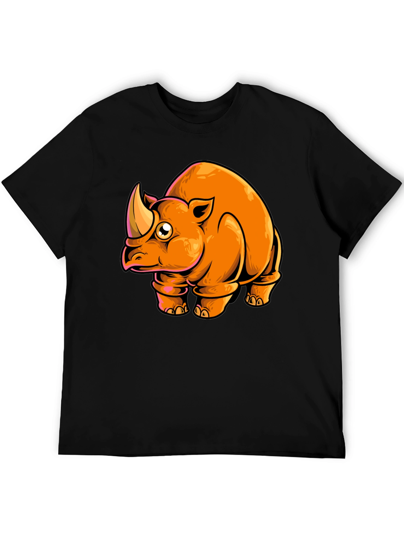 Cartoon Rhino Graphic Tee - Black T-Shirt