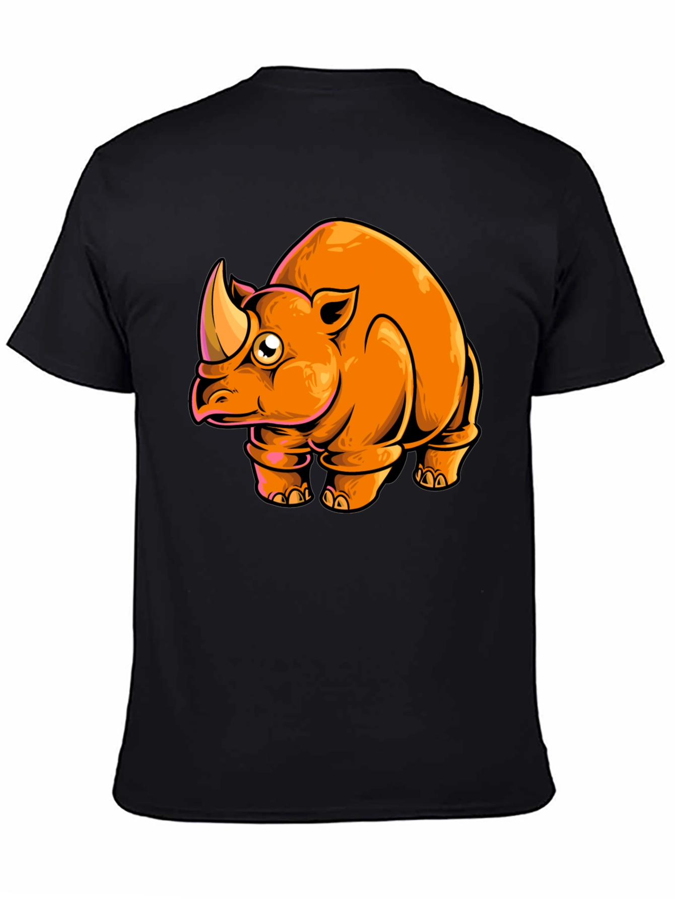 Cartoon Rhino Graphic Tee - Black T-Shirt